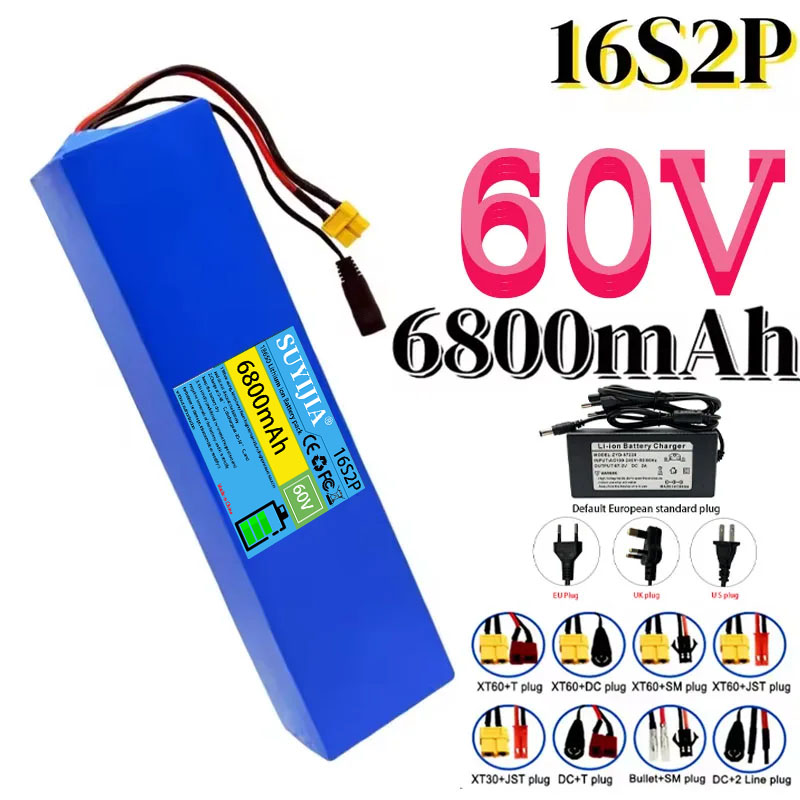 60V 30Ah Electric Scooter Battery - 16S2P Lithium Battery Pack, 60V, 6.8Ah,
