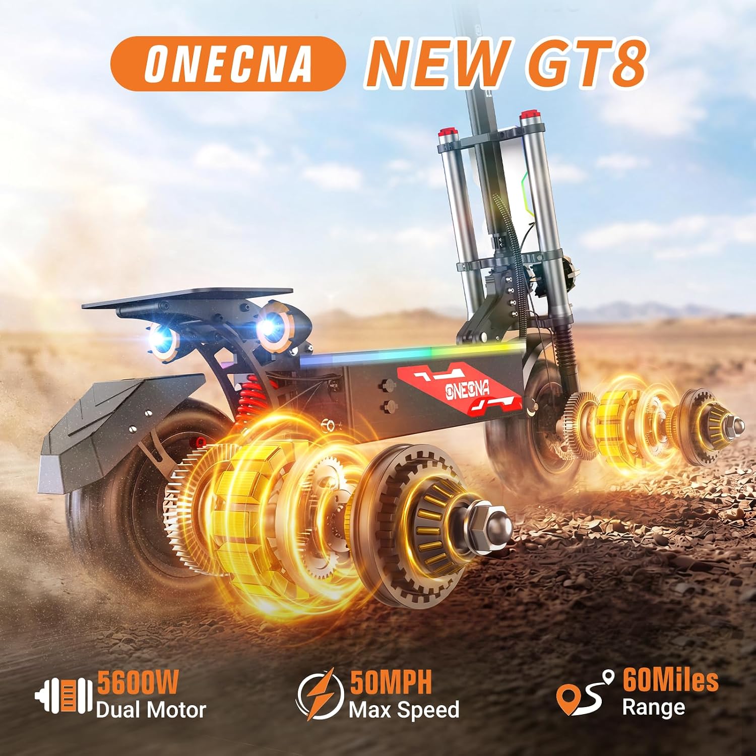 ONEONA GT8 Foldable Off Road E - огляд і ціна 60V 5600W Dual Motor Electric Scooter