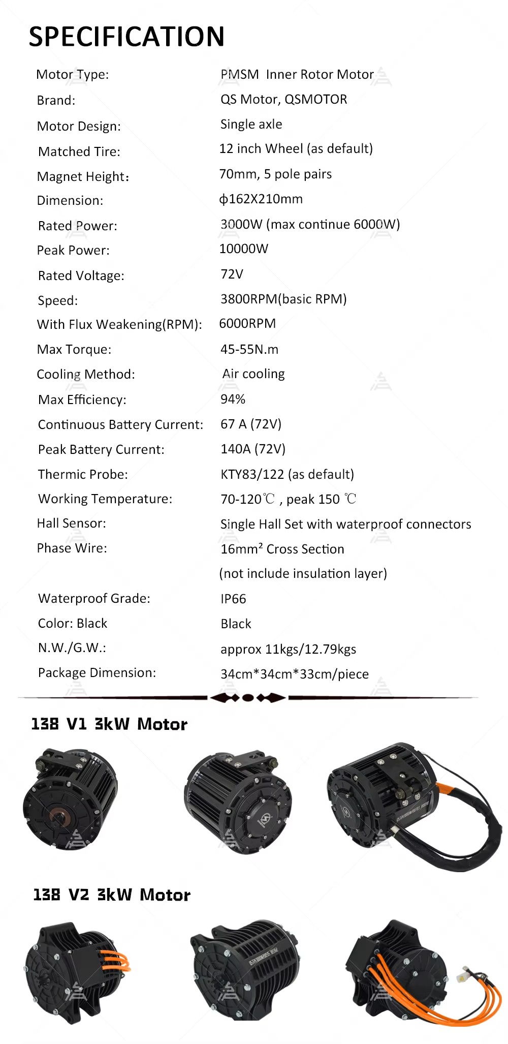 QS138 70H 3000W Mid Drive Moto - огляд і ціна Mid Drive Motor Kit 72V 3000W