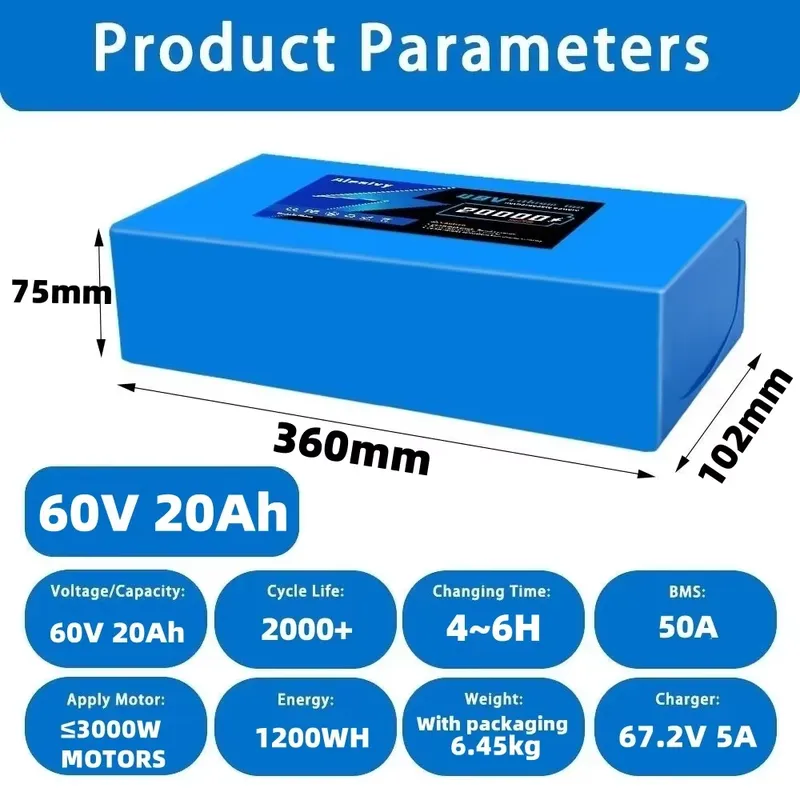 Aleaivy 60V 20AH 30AH 21700 Li - огляд і ціна 60V 30Ah Electric Scooter Battery
