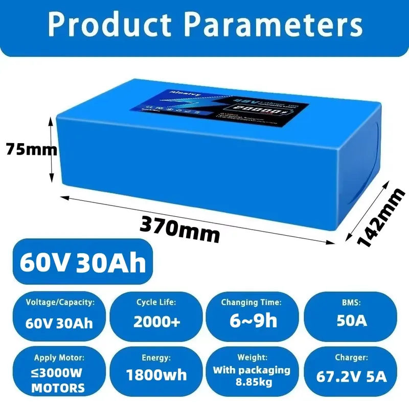 Aleaivy 60V 20AH 30AH 21700 Li - огляд і ціна 60V 30Ah Electric Scooter Battery